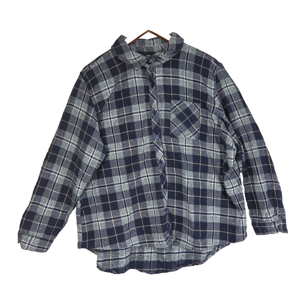Vintage Millennium Shirts Mens 3XL Plaid Blue Shacket Collared Fall Winter Cold
